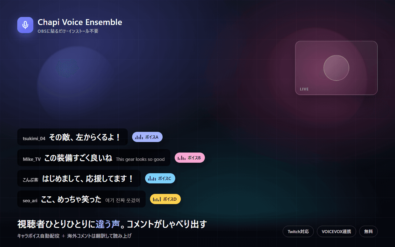 Chapi Voice Ensembleの画面
